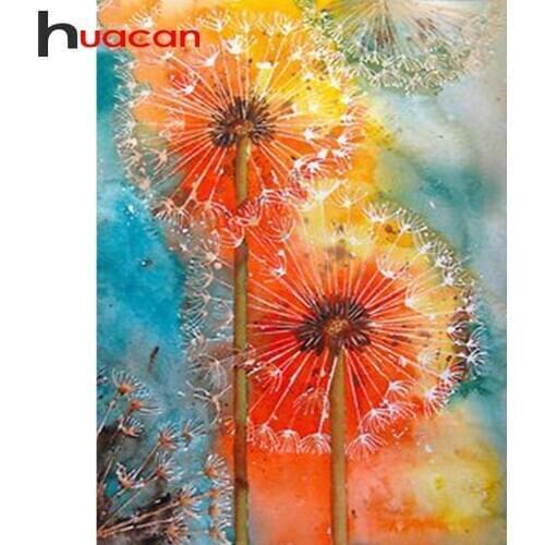 Huacan 5D DIY Diamond Painting Full Square Dandelion Diamond Embroidery Mosaic Landscape Art Decorations Home