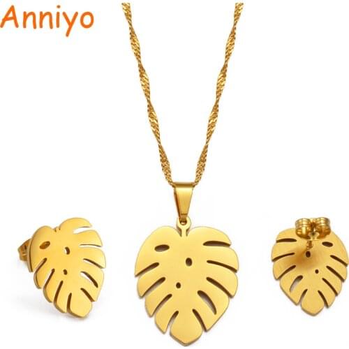 Anniyo Hawaiian Plantain Leaves Pendant Necklaces Earrings Jewelry Sets Kiribati Pohnpei Guam Tropical Plants #234221