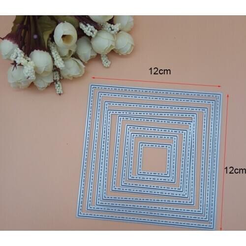 12cm Big size stitched Square Frame set Cutting Dies Punch Scrapbooking Metal Embossing Stamps and die for Card Making DIY