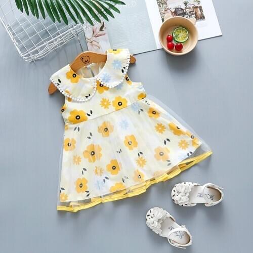 Girls Summer Dress New Kids Dresses Children Cotton Cartoon Mesh Dress Clothing For Baby Girl Fashion Birthday Party Dress