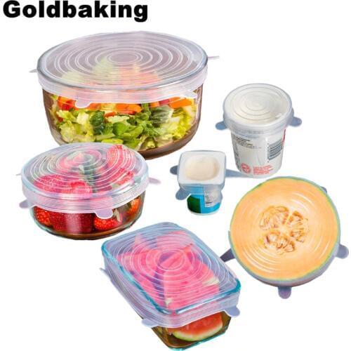 6 Pieces Different Size Silicone Stretch Lids Reusable Kitchen Silicone Lids Bowl Lid