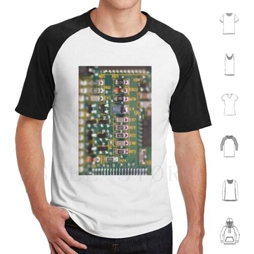 Circuit Board T Shirt Men Cotton 6Xl Computer Circuit Board Technology Processor Chip Chips Macro Blue Hardware Lines
