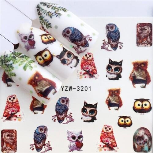 Owl Animal Eyes Nail stickers art decorations slider adhesive Water Transfer decals manicure lacquer accessoires polish foil