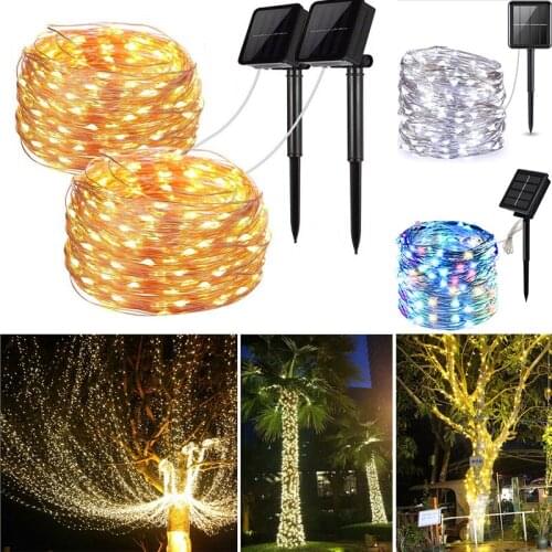 2021 New LED Outdoor Solar Lamp String Lights 100/200 LEDs Fairy Holiday Christmas Party Garland Solar Garden Waterproof