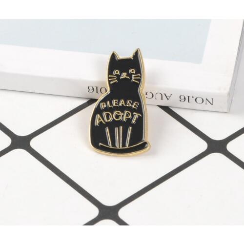 Adopt Me ! Black cat Rescue Love Brooches Dog Cat Animal Lovers Lapel pins Adopt Your Best Friend Pins Badges