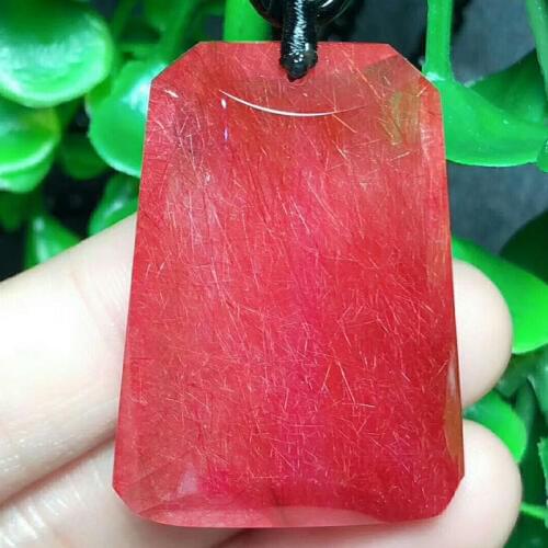 Fine Red Natural Hair Crystal Pendants Brand Pendant Sweater Chain Necklace Lucky for Women Men Women Energy Crystal Jewelry