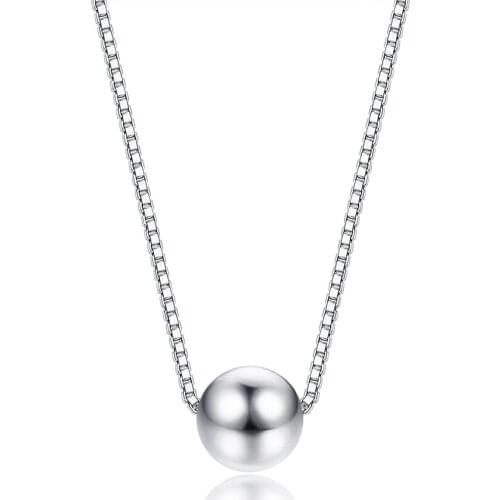 ZEMIOR Trendy Simple Bead Necklace Pendant Sterling Silver 925 Jewelry Round Choker Necklaces For Women & Girls Party Gift New