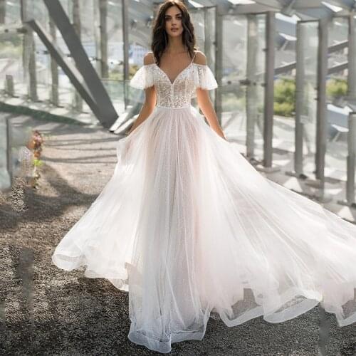 2021 Long Boho A-Line Backless Wedding Woman Dress 3D Flowers Spaghetti Straps Bride Dresses Princess Floor Length Wedding Party