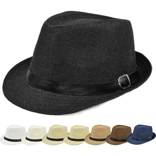 New Summer Womens Men Boater Beach Hat Wide side Casual Panama Hat Lady Classic Flat Bowknot Straw Sun Hat Women Fedora