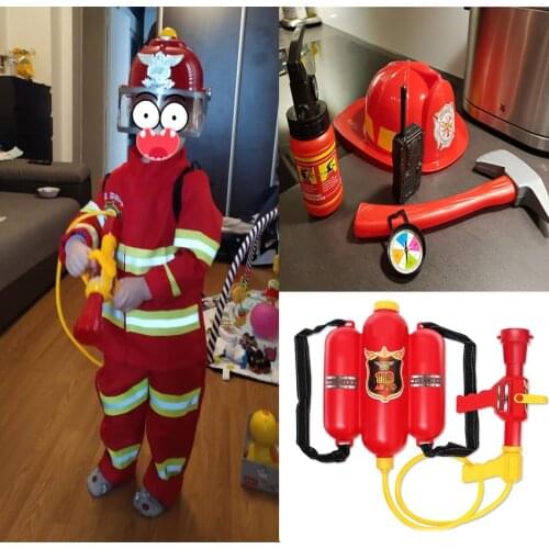 Fireman Kids Uniform Car Tent Sam Cosplay Children Luxury Firefighter Water Gun 6Pcs Toys Set Boy Girl Halloween Costume Gift