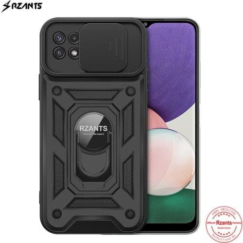 Rzants For Samsung Galaxy A22 4G 5G Case Shockproof Ring Stand Hard Casing Lens Camera Protection Military Plain Cover