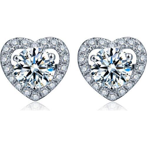 Romantic Crystal Zircon Heart Shape Earrings Jewelry Luxury Brand Stud Earring Bijoux Gifts for Women Set