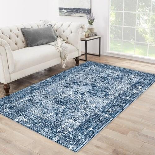 Blue white color ethnic shape patterned carpet modern carpet living room carpet free shipping soft textured carpet