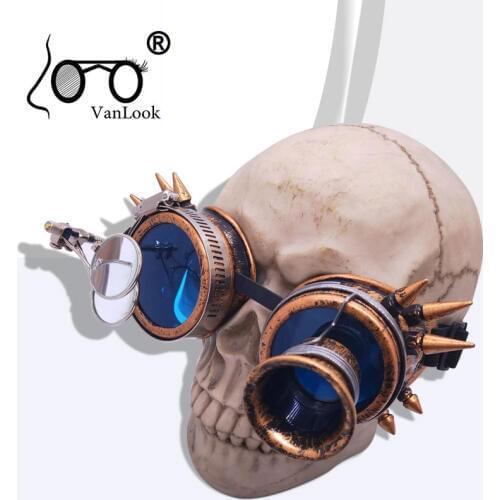 Steampunk Festival Sunglasses Unusual Men‘s Punk Glasses Magnifying Lens Women Retro Party Goggles Vintage Rivet Stage Property