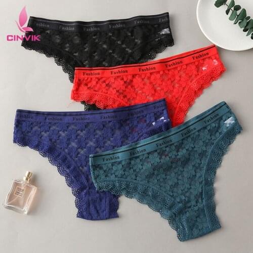 Women Thong Lady Bikini Panty Sexy Lac Low Waist G-String Underwear Female Underpants Solid Color Lingerie Panties 3Pcs/set