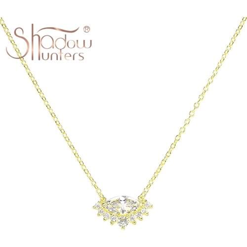 SHADOWHUNTER Luxury 925 Sterling Silver Sparkle Necklace Elegant Shining Crystal Pendant Choker Women Wedding Jewelry For Gift