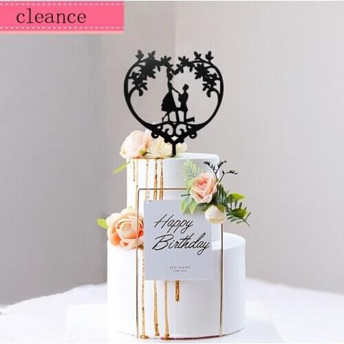 Heart tree shape marry me engagement cake topper wedding cake topper black acrylic for cake decorating supplies