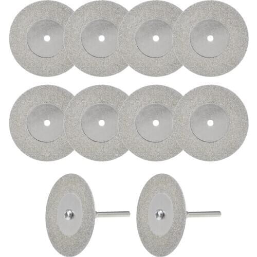 Uxcell 10 Pcs 40mm Diamond Cutting Wheels Cut Off Discs with 2 Pcs Mandrels for Rotary Tool