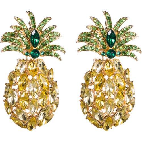 Pineapple Crystal Drop Dangle Earrings for Women 2019 Hot Sale Boho Rhinestone Statement Earring Fashion Jewelry Bijoux