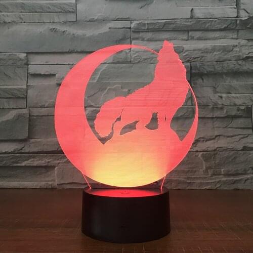 Wolf Moon Novelty 3D LED Lamp Night Light Power Bank Usb Led Lamparas Wireless Wall Lamp Usb Decor Home Gift 7 Colors Change