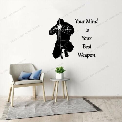 Japanese Warrior Samurai Weapon Wall Sticker Vinyl Home Decoration Boys Bedroom Decals Removable Mural Wallpape CX881