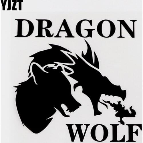 YJZT 15.5CMX15.1CM Dragon Flame Animal Wolf Vinyl Car Sticker Decal Black/Silver 8C-0101