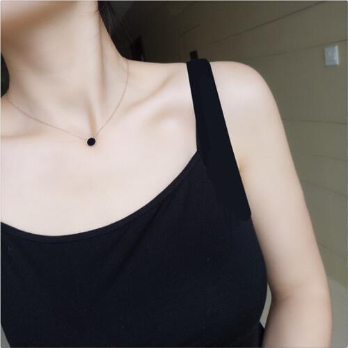 YUNRUO Titanium Steel Jewelry Rose Gold Color Classic Black Pendant Necklace Birthday Gift For Woman/Girlfriend Wholesale 334