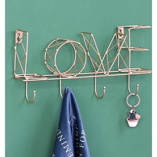 Iron Letter Grid Hook Storage Racks Wall Shelf With Hooks Wall-Mounted Grid Storage Holder Multi-Function Wall Decorative Shelf