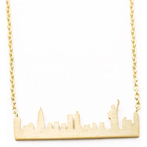 Hot New York City Snow Globe Necklace Women Stainless Steel American Ethnic Skyline Statue of Liberty Pendant Necklace Jewelry