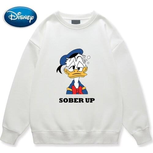 Disney Women Sweatshirt Chic Fashion Donald Duck Cartoon Print O-Neck Pullover Harajuku Unisex Long Sleeve Jumper Tops 8 Colors