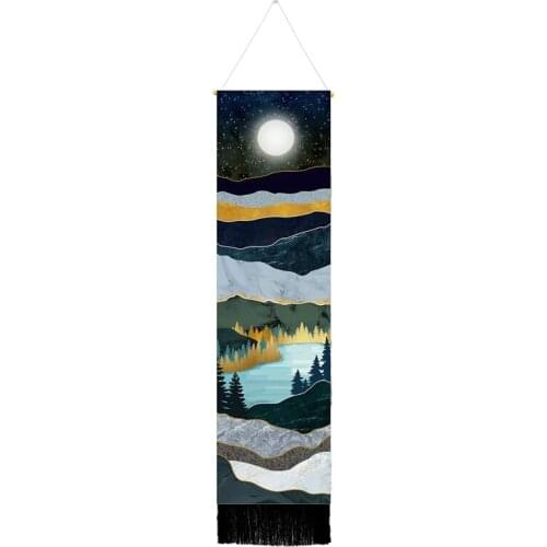 1Set Narrow Tapestry Wall Hanging Long Landscape Painting Nature Landscape Tapestry for Home Bedroom Vertical Tapestry