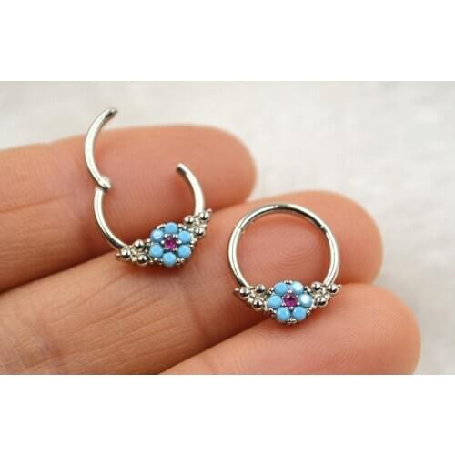 10pcs/Lot 316L Surgical Steel Flowers Seamless Hinged Segment Ring Clicker Ear Cartilage Nose Hoop Septum 16G New