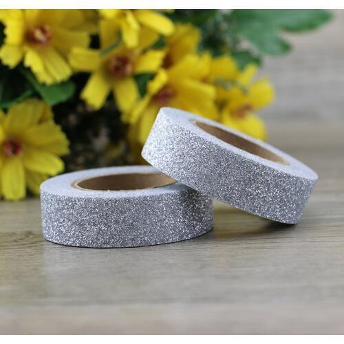 1X powder silver Glitter Washi Tape Scrapbooking Christmas Party Kawaii Cute Decorative Paper Crafts Hot Sale