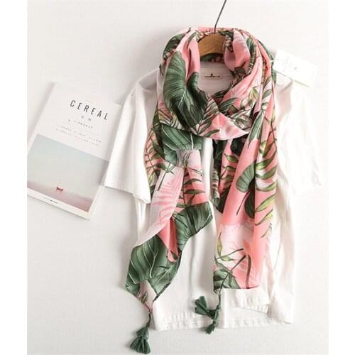 2020 bohemian scarf lotus leaf pattern scarves and shawls tassel long scarf summer sarong fashion muslim scarfs headband