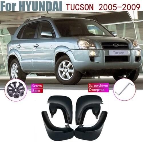 4PCS Car Front Rear Splash Guards Mudguards Mud Flaps Mudflaps Fender Flares For HYUNDAI TUCSON JM 2009 2008 2007 2006 2005