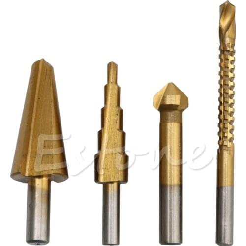 4pcs HSS Contersink Drill/Step Drill/Tapered Cone Drill/Saw Dill Drill Bits