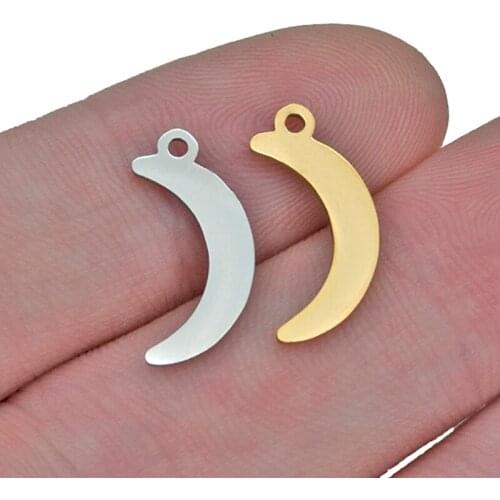 5PCS/lot Stainless Steel Gold Moon Charms Moon Shape Pendants for Diy Necklace Bracelet Jewelry Making Earrings Accessories Gift
