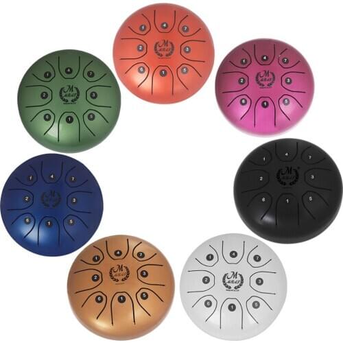 6inch Metal Tongue Drum Mini 8-Tone Hand Pan Drums with Drumsticks Percussion Musical Instruments Empty DrumSound Steel Drum