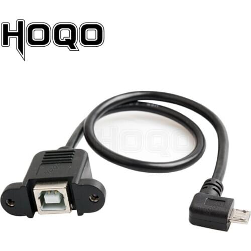 90 Degree Left/Right Angled Micro USB 5pin V8 Cable Male to USB B Female Panel Mount Type Cable with Screws 20cm