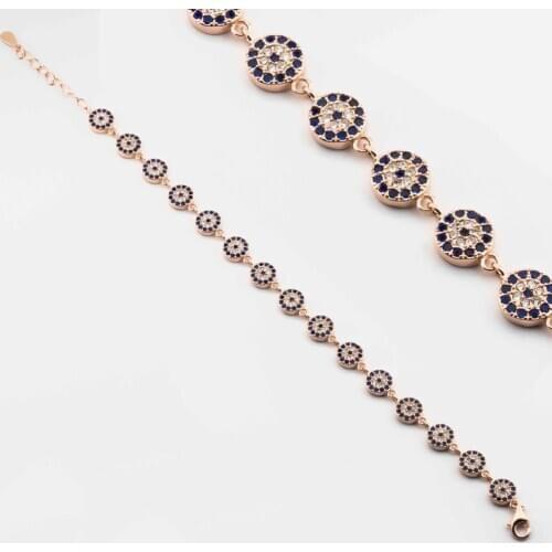925 Sterling Silver Bracelet with Zircon Stone and Evil Eye Design