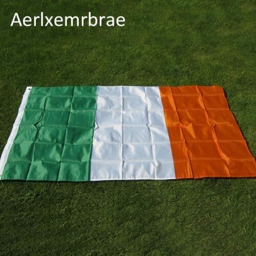 Free shipping aerlxemrbrae flag Ireland Flag 90*150cm / 3*5 FT Big Hanging Ireland Eire National Country Flag Banner