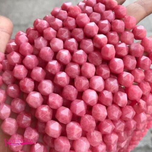 Natural Red Rhodonite Stone Loose Beads High Quality 6/8/10mm Faceted Shape DIY Gem Jewelry Accessories 38cm wk390