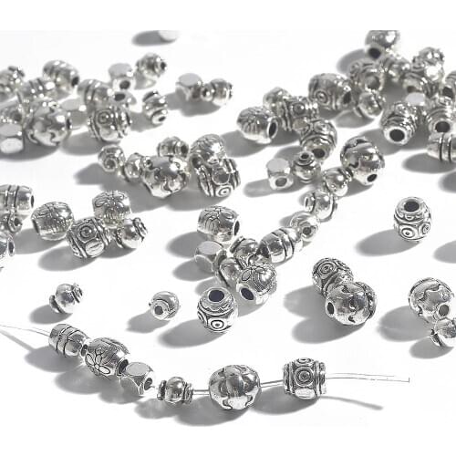 New 20-50PCS Vintage Rune Viking Beard Spacer Beads Square Connector Charms Antique Silver Plated for DIY Jewelry Accessories