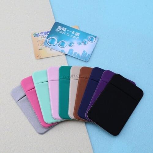Mobile Phone Credit Card Wallet Holder Pocket Stick-On Adhesive Elastic Tool