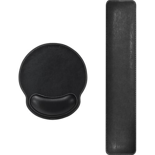 MAIDERN Ergonomic PU Mouse Pad Wrist Support and Keyboard Wrist Rest Set with Rubber Rubber Build-in Soft Memory Foam For Office