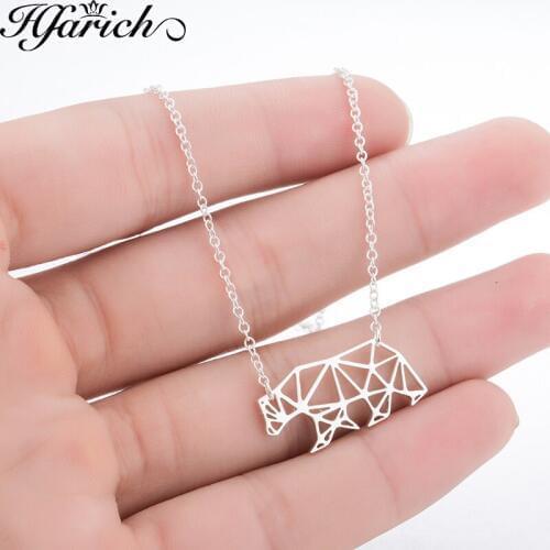 Hfarich Mama Bear Necklace Polar Bear jewelry Geometric Mother necklace Hollow Out Animal Necklace & Pendants Party Accessories