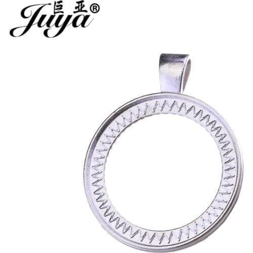 JUYA Cheap Jewelry Bezels for DIY Making Findings 40mm 2pcs/lot Antique Bronze Pattern Carved Round Cabochon Setting AD0190