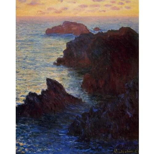 Hand Painted Oil paintings Claude Monet Canvas art Rocky Point at Port-Goulphar High quality home decor