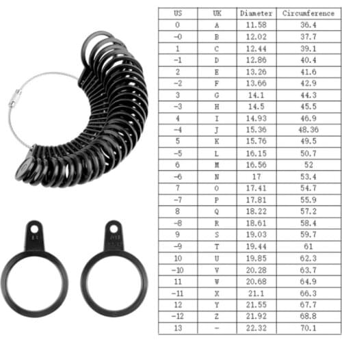 Finger Ring Sizer Plastic Jewelry Making Measurement Mandrel Standard Size Tools N2UE