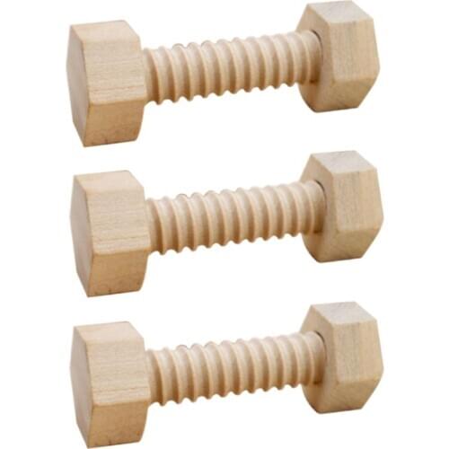 3 Pcs Child Wooden Screw Nut Building Assembling Blocks Hands-on Teaching Aid Early Educational Puzzle Toys